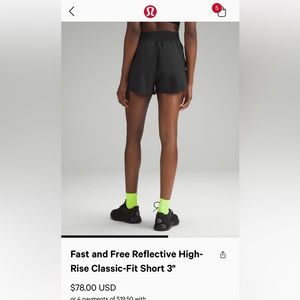 Lululemon Fast and Free Reflective Shorts